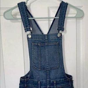 Madewell Skinny Fit Denim Jean Stretch Frey Hem Ankle Overalls women’s sz XXS